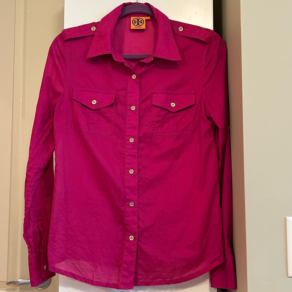 Tory Burch Fuscia Button Down Blouse